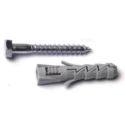 Red And Yellow Expanding Plastic Screw Anchors With Mating Screw Nail For High Load Capacity