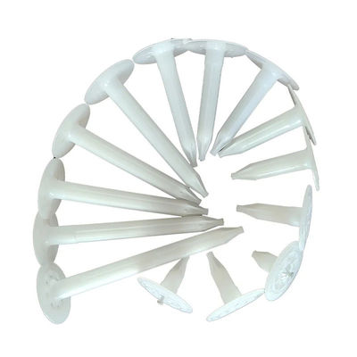 Hammer In Insulation Anchors For Concrete Walls White HDPE Flat Head